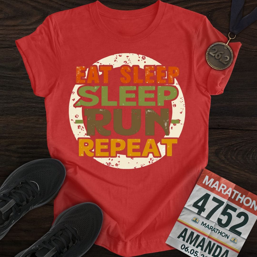 Printify T-Shirt Heather Red / S Eat Sleep - Sleep Run Repeat T-shirt