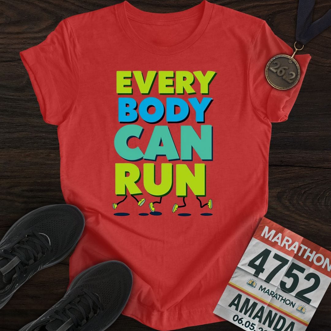 Printify T-Shirt Heather Red / S Every Body Can Run T-shirt