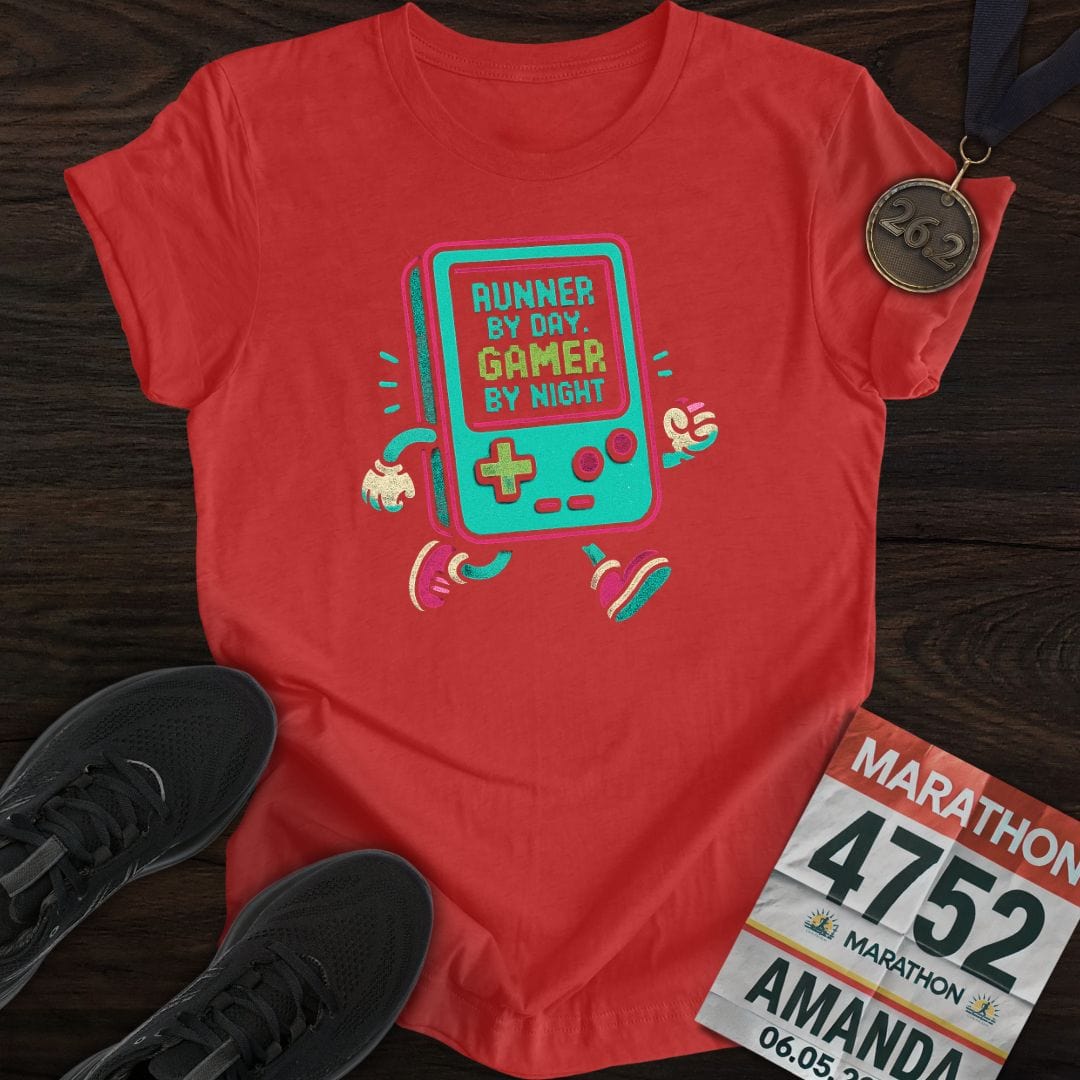 Printify T-Shirt Heather Red / S Gamer and Runner T-Shirt