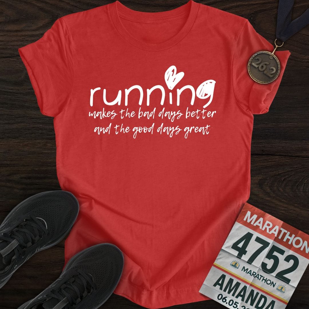 Printify T-Shirt Heather Red / S Good Days Running T-shirt
