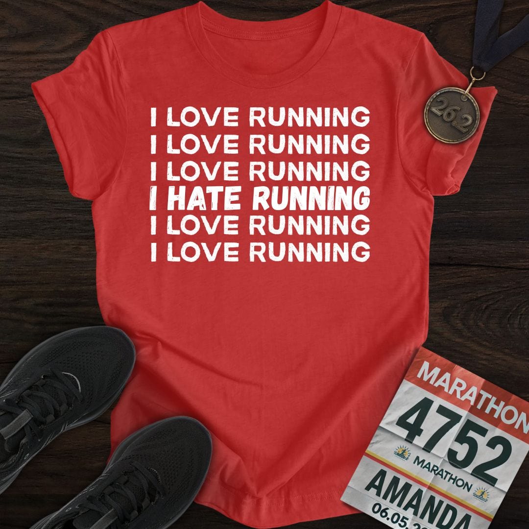 Printify T-Shirt Heather Red / S I Love Running T-Shirt