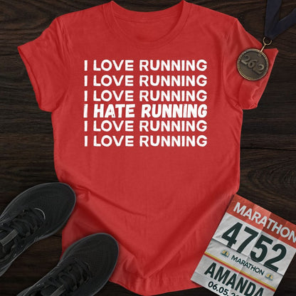 Printify T-Shirt Heather Red / S I Love Running T-Shirt
