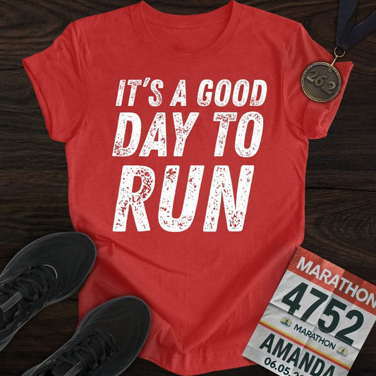 Printify T-Shirt Heather Red / S It's A Good Day To Run T-shirt
