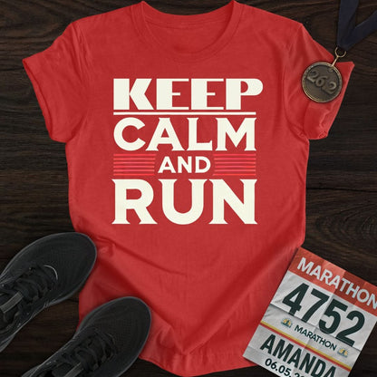 Printify T-Shirt Heather Red / S Keep Calm and Run T-shirt