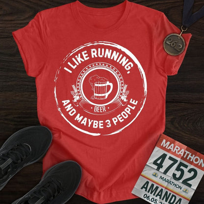 Printify T-Shirt Heather Red / S Like Running and Beer T-shirt