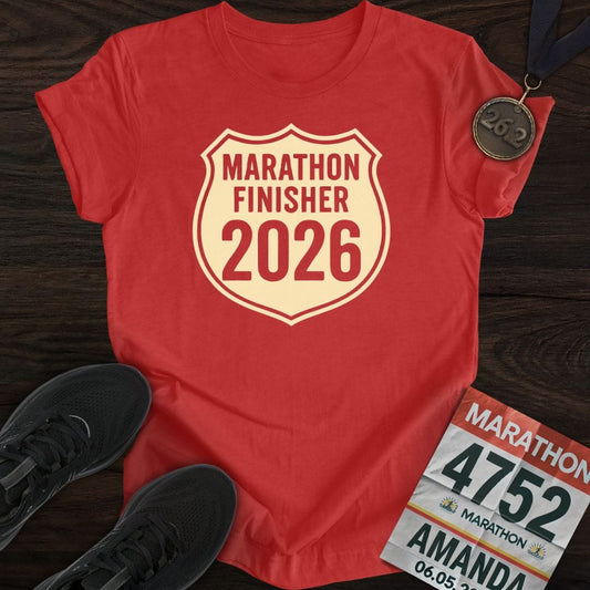 Printify T-Shirt Heather Red / S Marathon Finisher 2026 T-Shirt