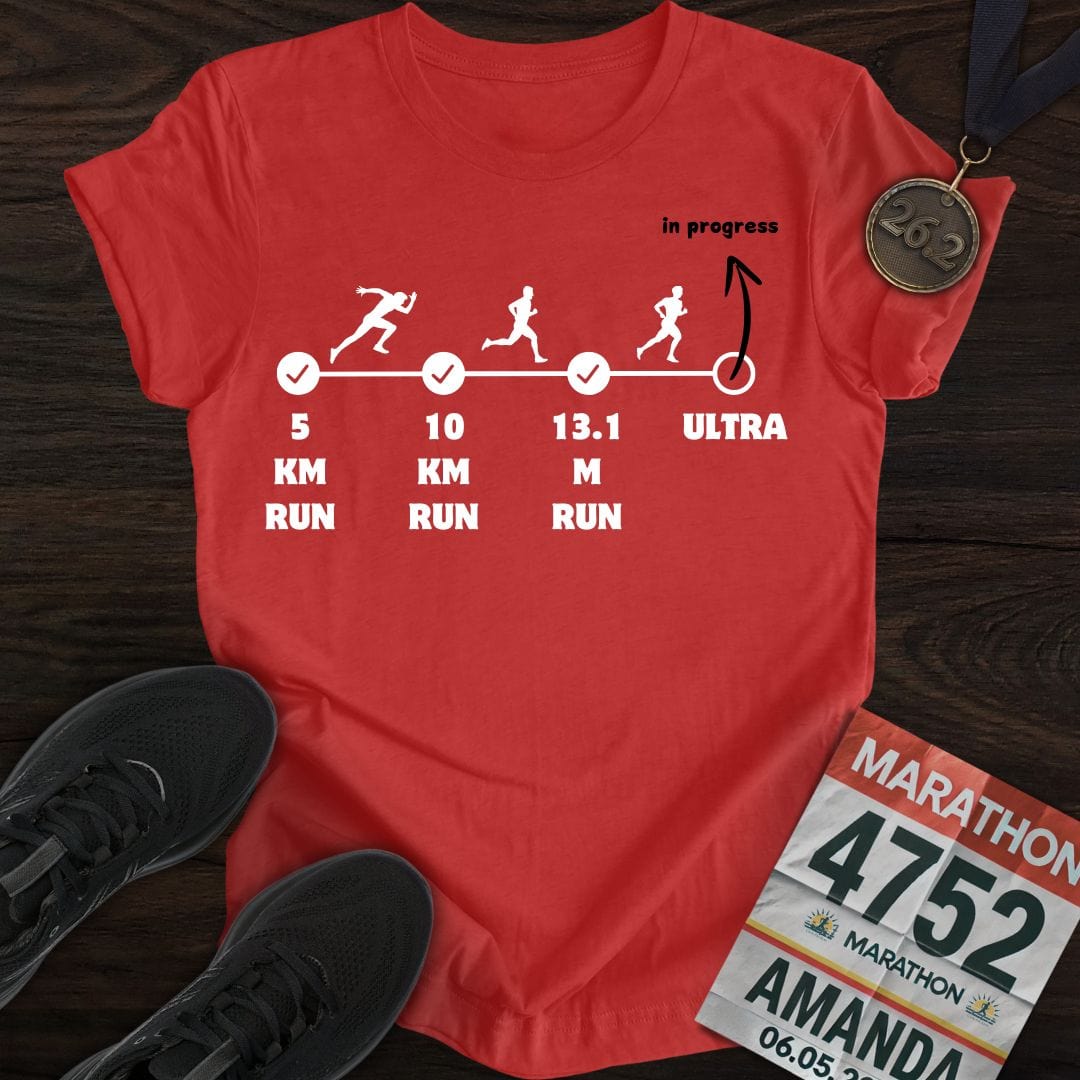 Printify T-Shirt Heather Red / S Marathon in Progress T-Shirt