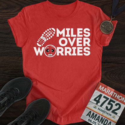 Printify T-Shirt Heather Red / S Miles Over Worries