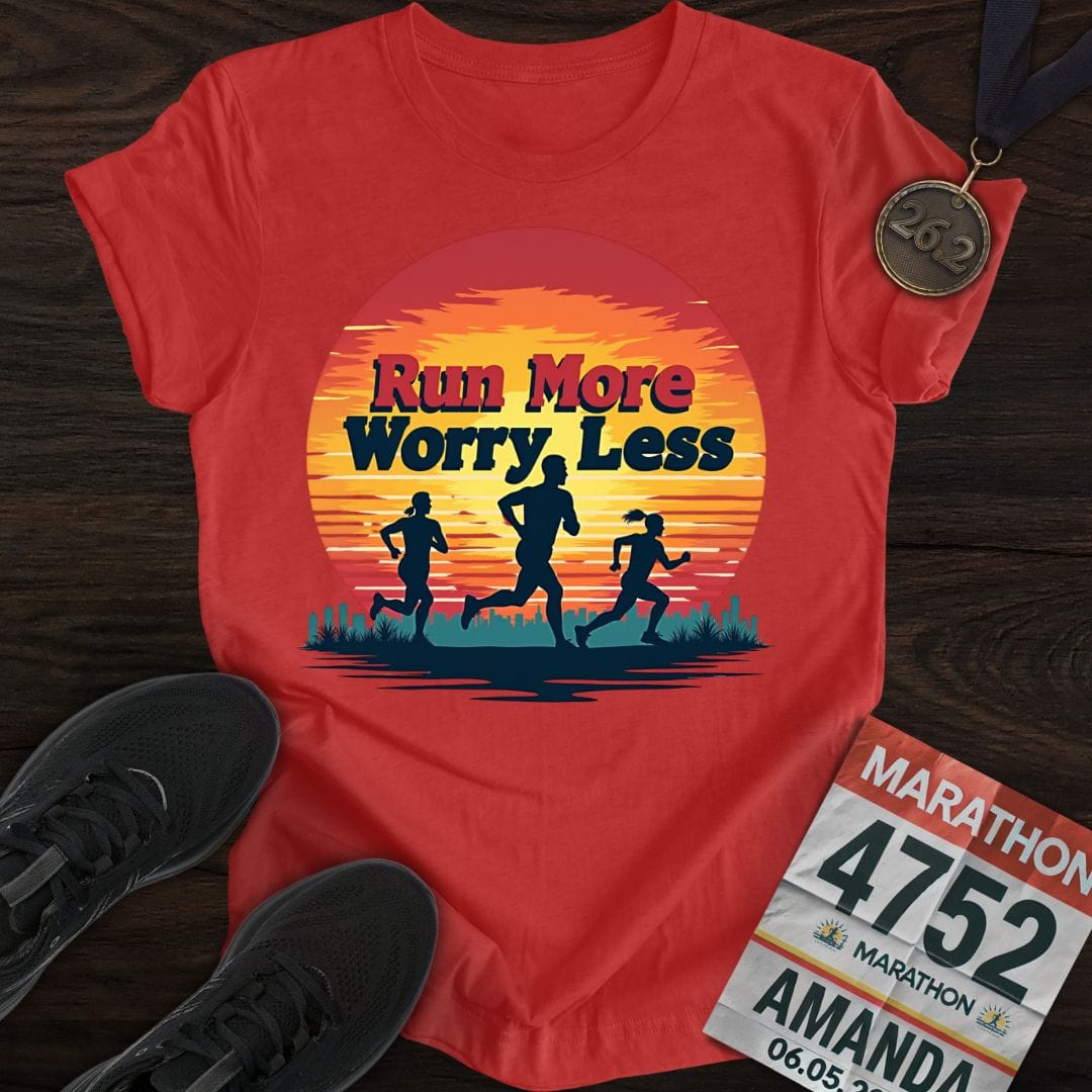 Printify T-Shirt Heather Red / S Move More, Stress Less T-shirt