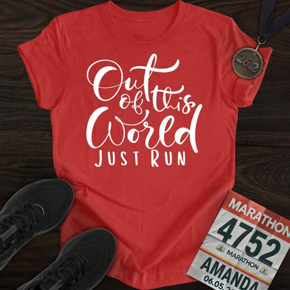 Printify T-Shirt Heather Red / S Out of This World, Just Run T-shirt