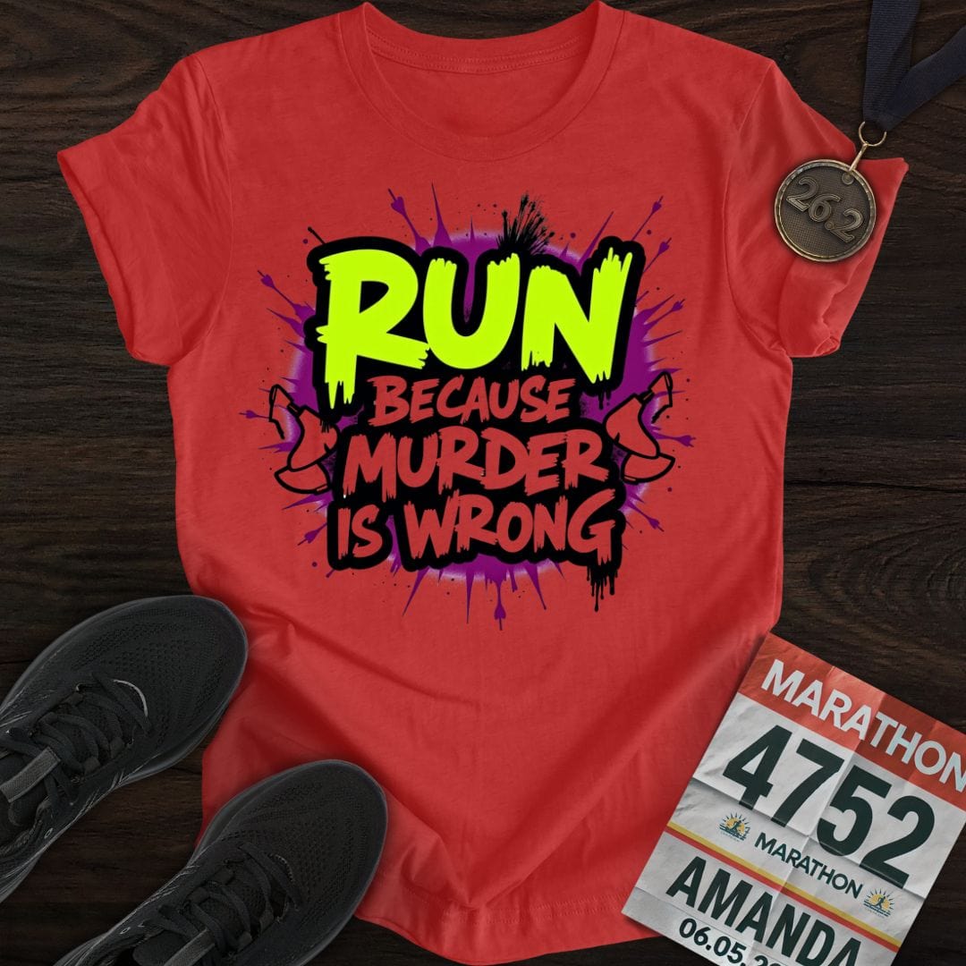 Printify T-Shirt Heather Red / S Run Against Murder T-shirt