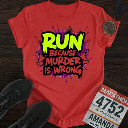 Printify T-Shirt Heather Red / S Run Against Murder T-shirt