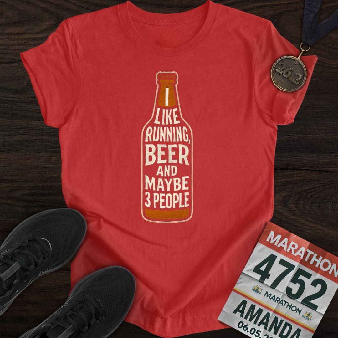 Printify T-Shirt Heather Red / S Run And Beer T-Shirt