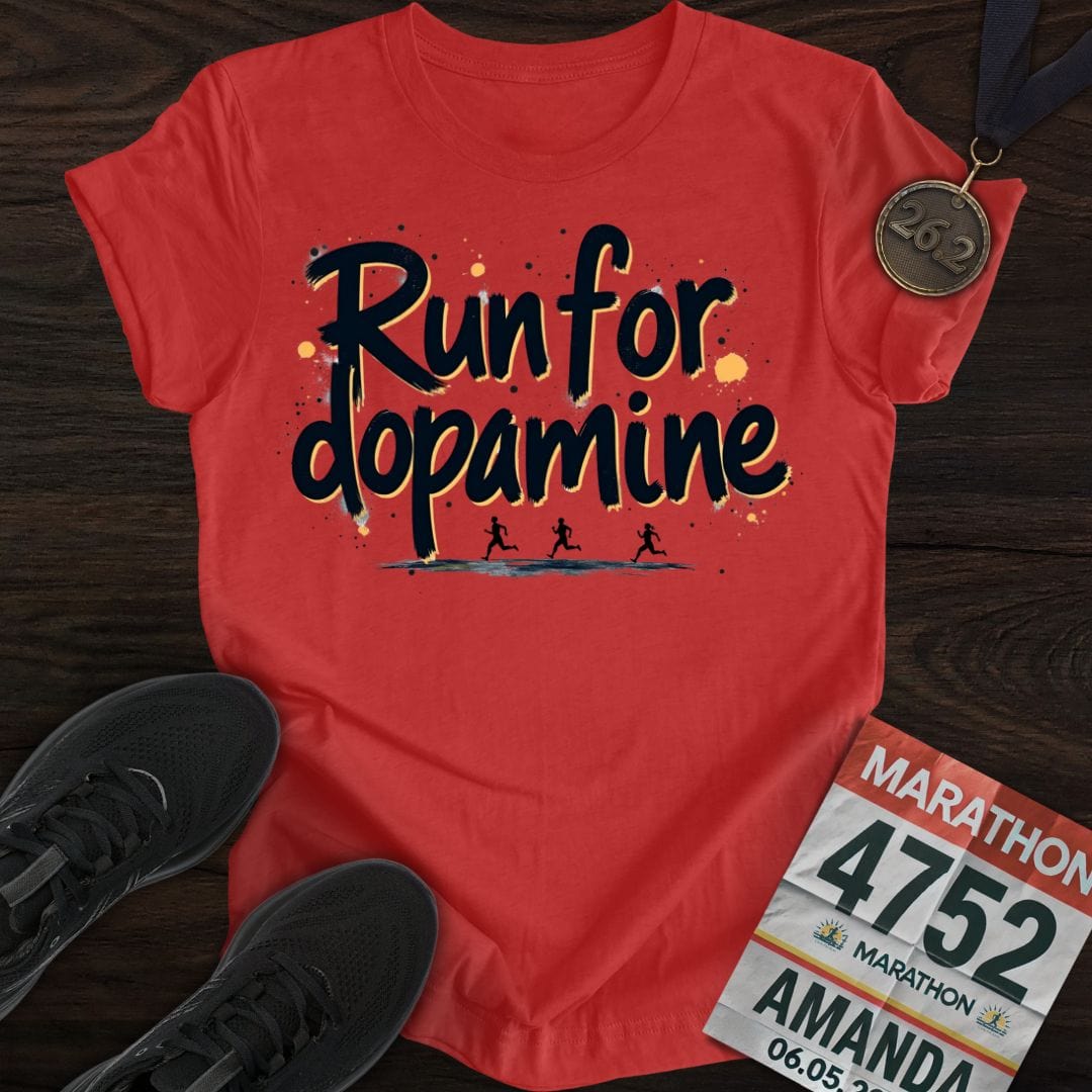 Printify T-Shirt Heather Red / S Run For Dopamine -2- T-shirt