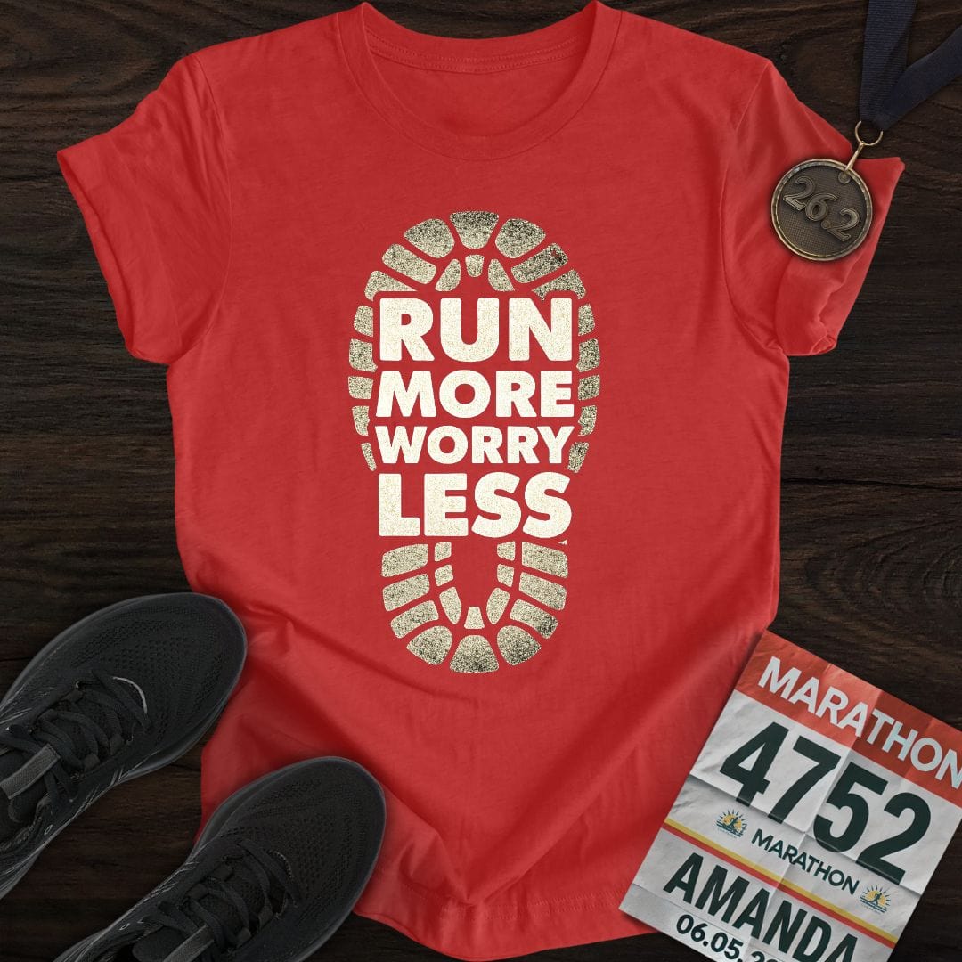 Printify T-Shirt Heather Red / S Run More Worry Less -2- T-Shirt