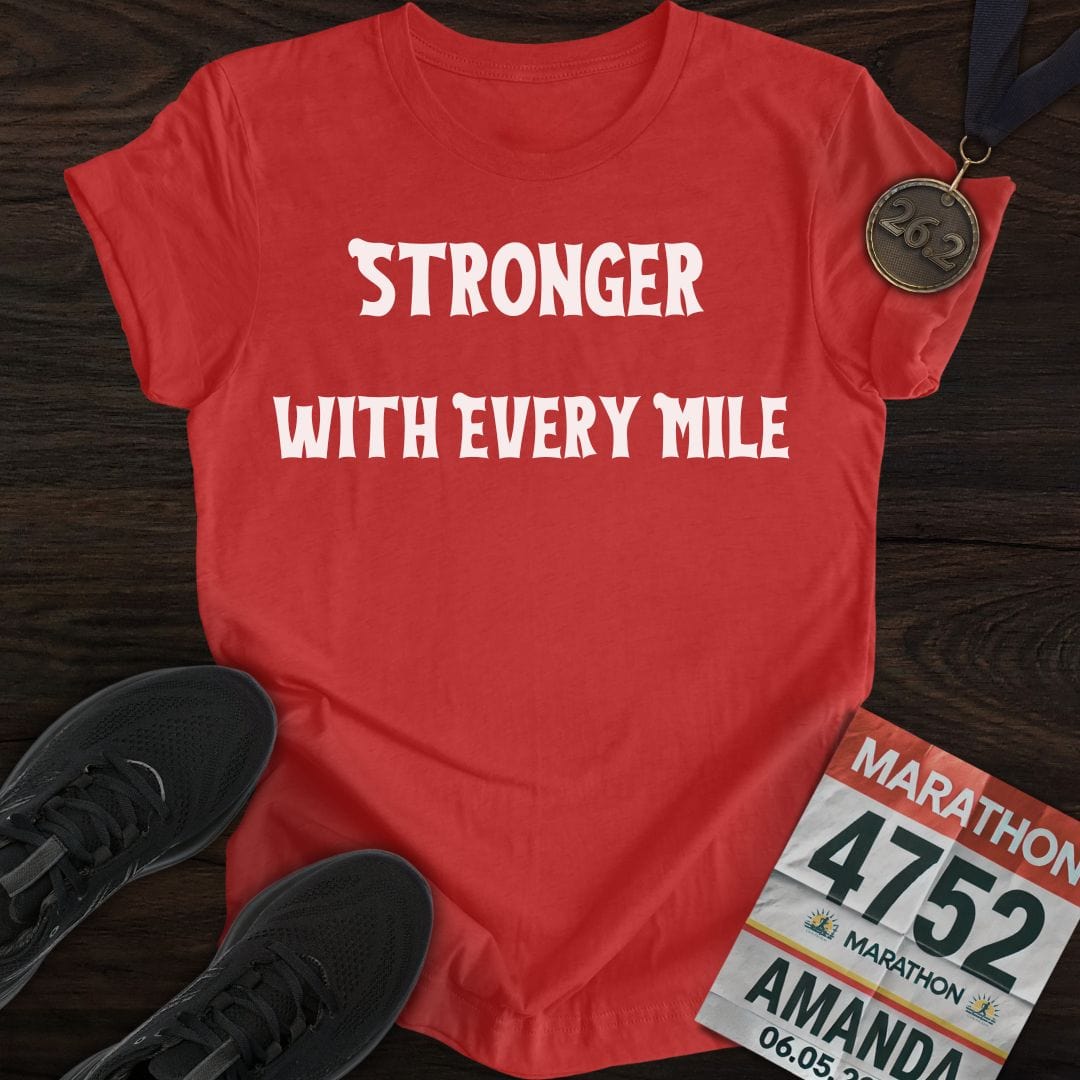Printify T-Shirt Heather Red / S Run Stronger T-Shirt