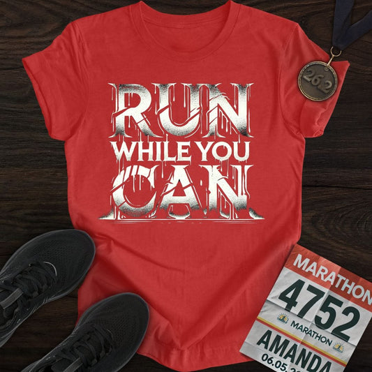 Printify T-Shirt Heather Red / S Run While You Can T-shirt