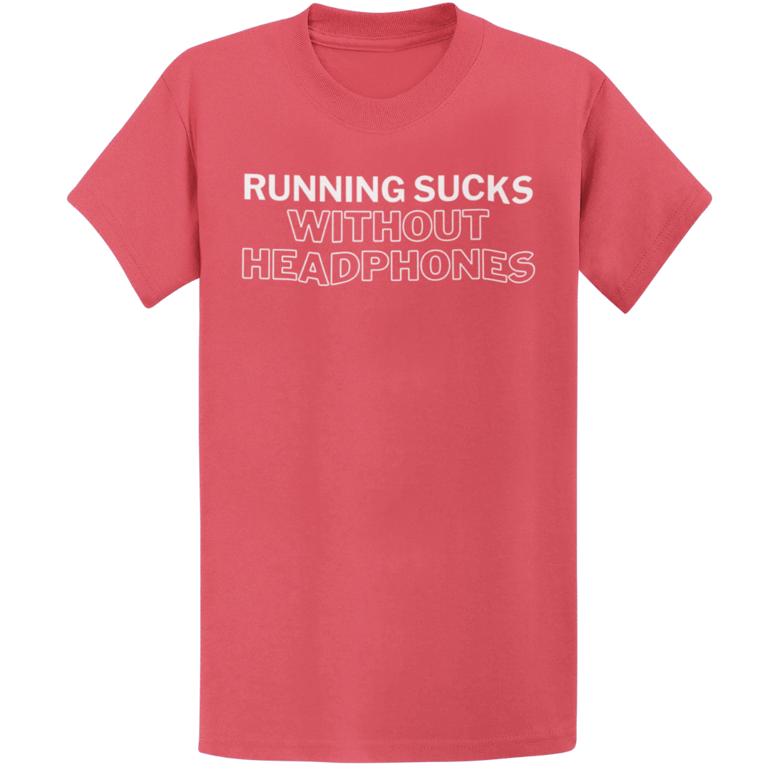 Printify T-Shirt Heather Red / S Run Without Headphones T-Shirt