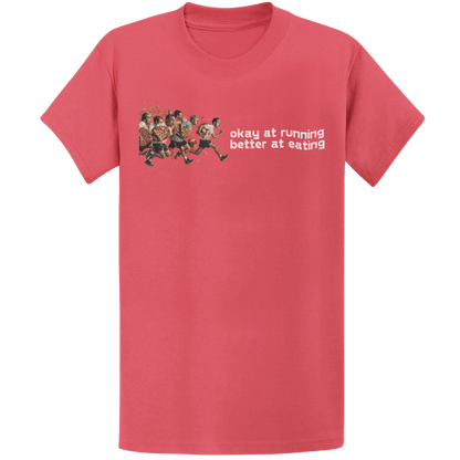 Printify T-Shirt Heather Red / S Running And Eating Two T-Shirt