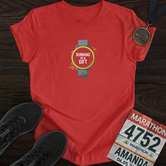 Printify T-Shirt Heather Red / S Running is a gift T-Shirt