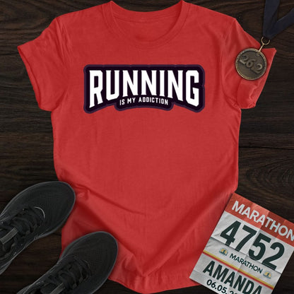 Printify T-Shirt Heather Red / S Running is my addiction -2- T-shirt