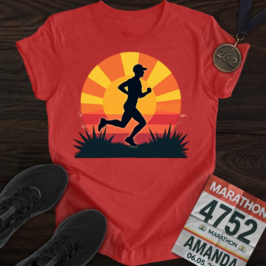 Printify T-Shirt Heather Red / S Sunshine and Run T-shirt