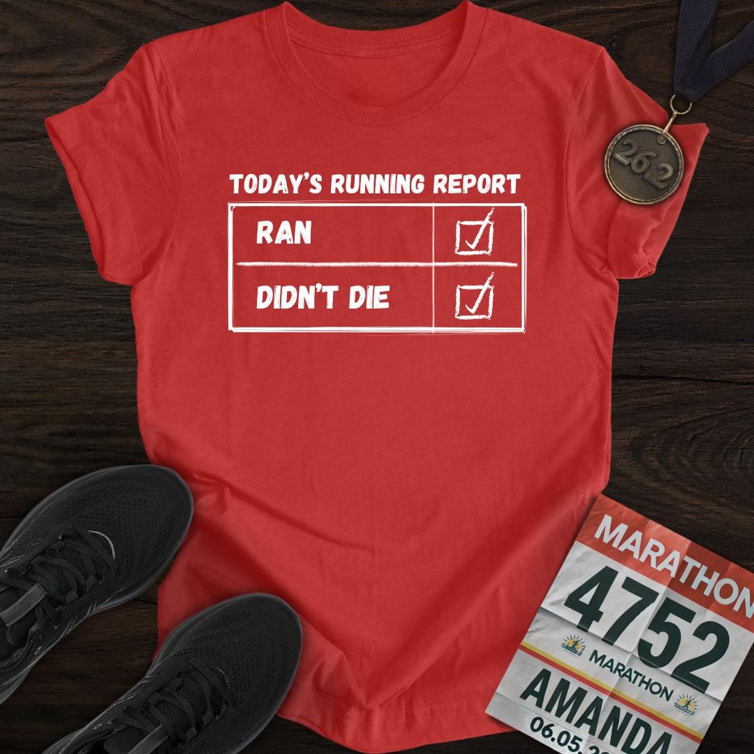 Printify T-Shirt Heather Red / S Today's Running Report T-shirt