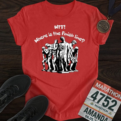 Printify T-Shirt Heather Red / S Where is The Finish Line? T-Shirt