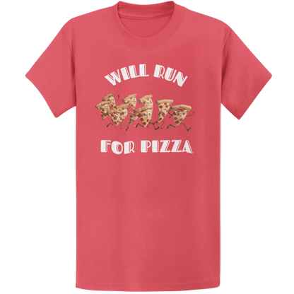 Printify T-Shirt Heather Red / S Will Run For Pizza T-Shirt