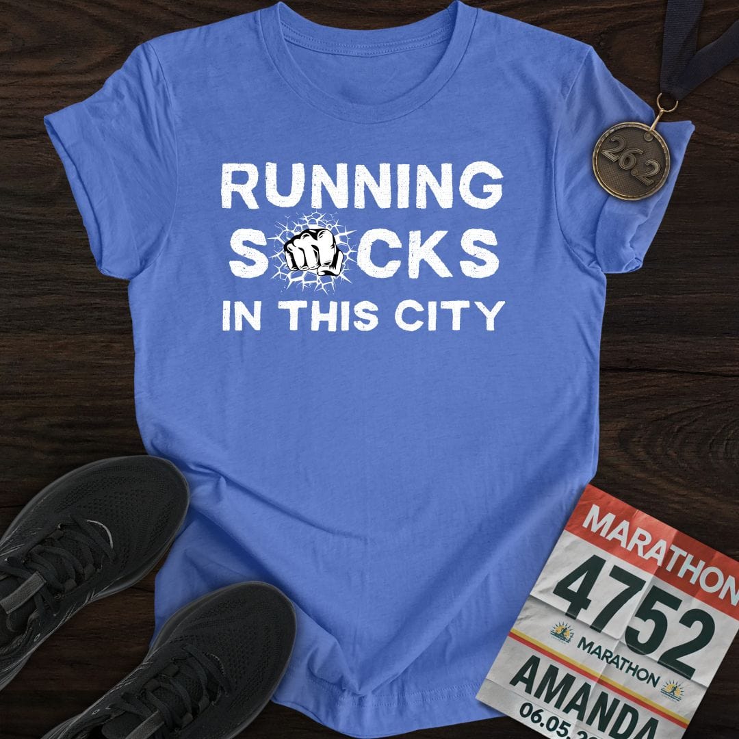 Printify T-Shirt Heather Royal / S City Runs, Zero Fun T-shirt
