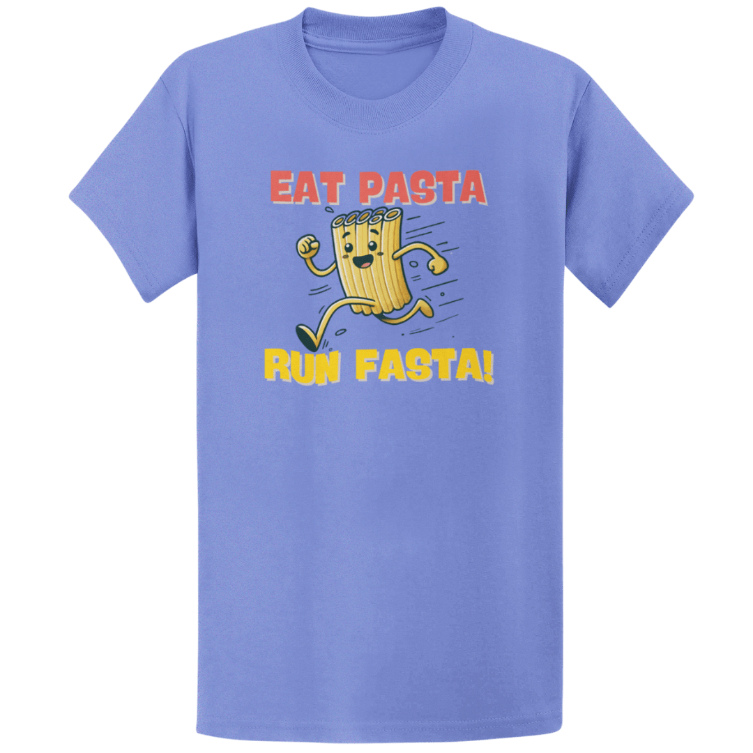 Printify T-Shirt Heather Royal / S Eat Pasta Run Fasta T-Shirt