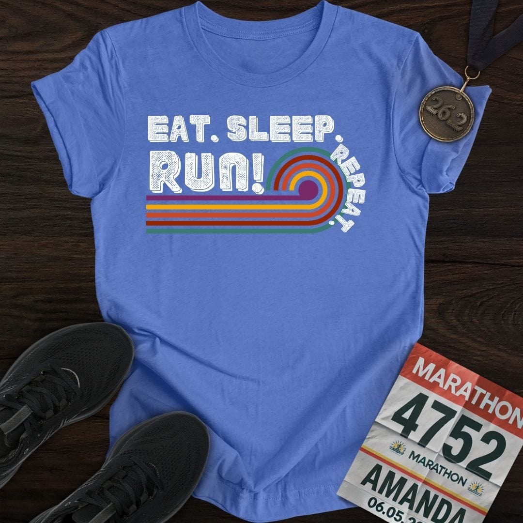 Printify T-Shirt Heather Royal / S Eat Sleep Run Repeat Retro T-shirt