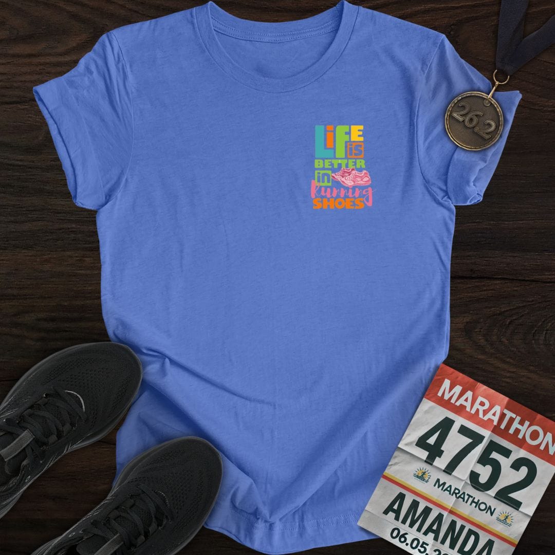 Printify T-Shirt Heather Royal / S Life Is Better In Running Shoes T-shirt