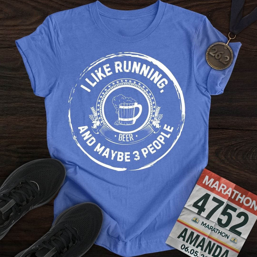 Printify T-Shirt Heather Royal / S Like Running and Beer T-shirt