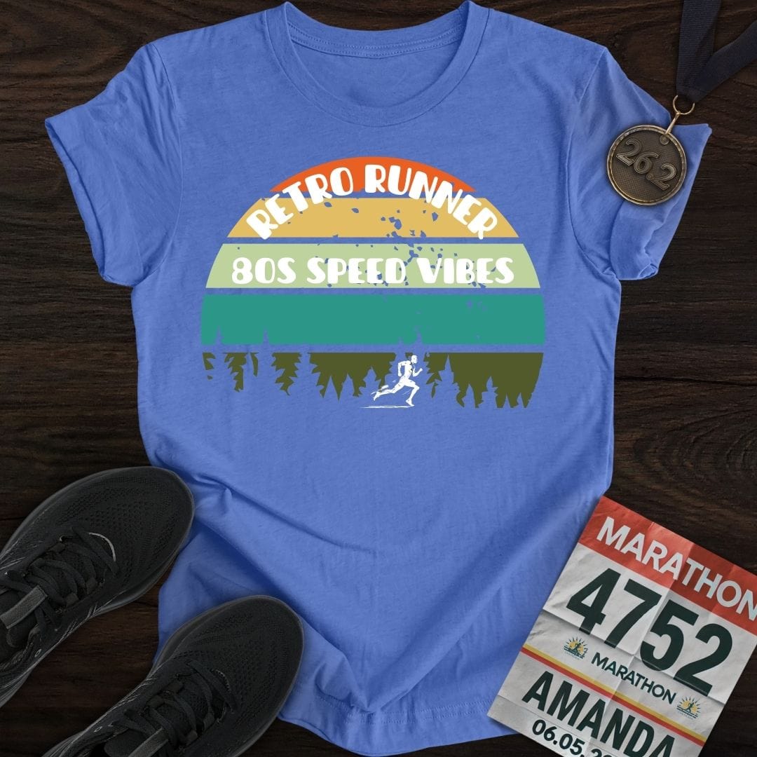 Printify T-Shirt Heather Royal / S Retro Runner: 80s Speed Vibes T-shirt