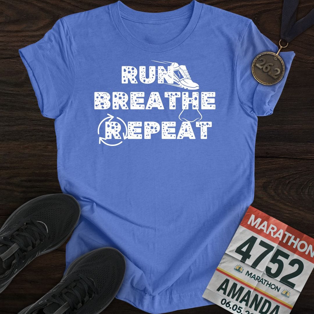 Printify T-Shirt Heather Royal / S Run Breathe Repeat T-Shirt
