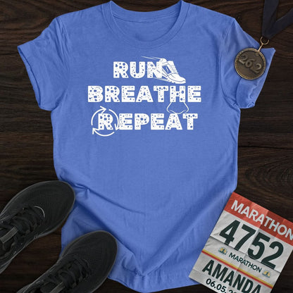 Printify T-Shirt Heather Royal / S Run Breathe Repeat T-Shirt