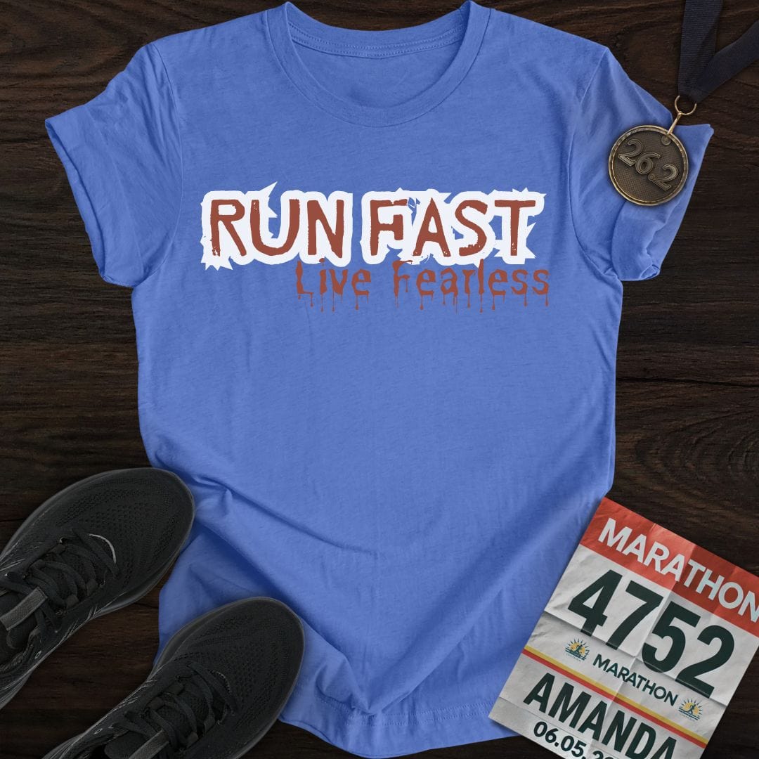 Printify T-Shirt Heather Royal / S Run Fast Live Fearless T-Shirt