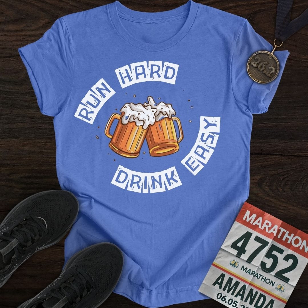 Printify T-Shirt Heather Royal / S Run Hard Drink Easy