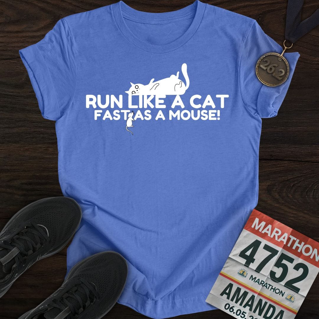 Printify T-Shirt Heather Royal / S Run Like A Cat T-shirt