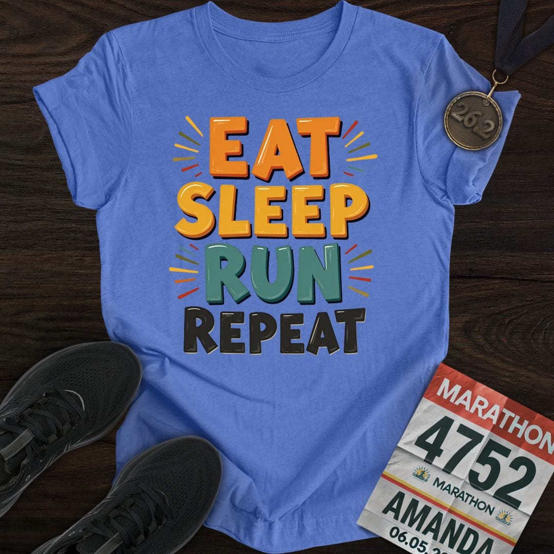 Printify T-Shirt Heather Royal / S Run Repeat Run T-shirt