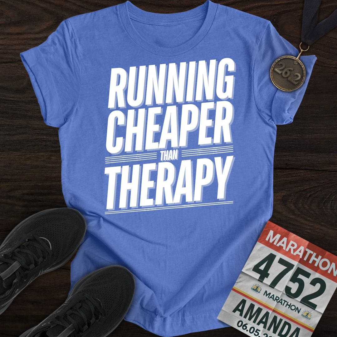 Printify T-Shirt Heather Royal / S Running Cheaper Than Therapy T-Shirt