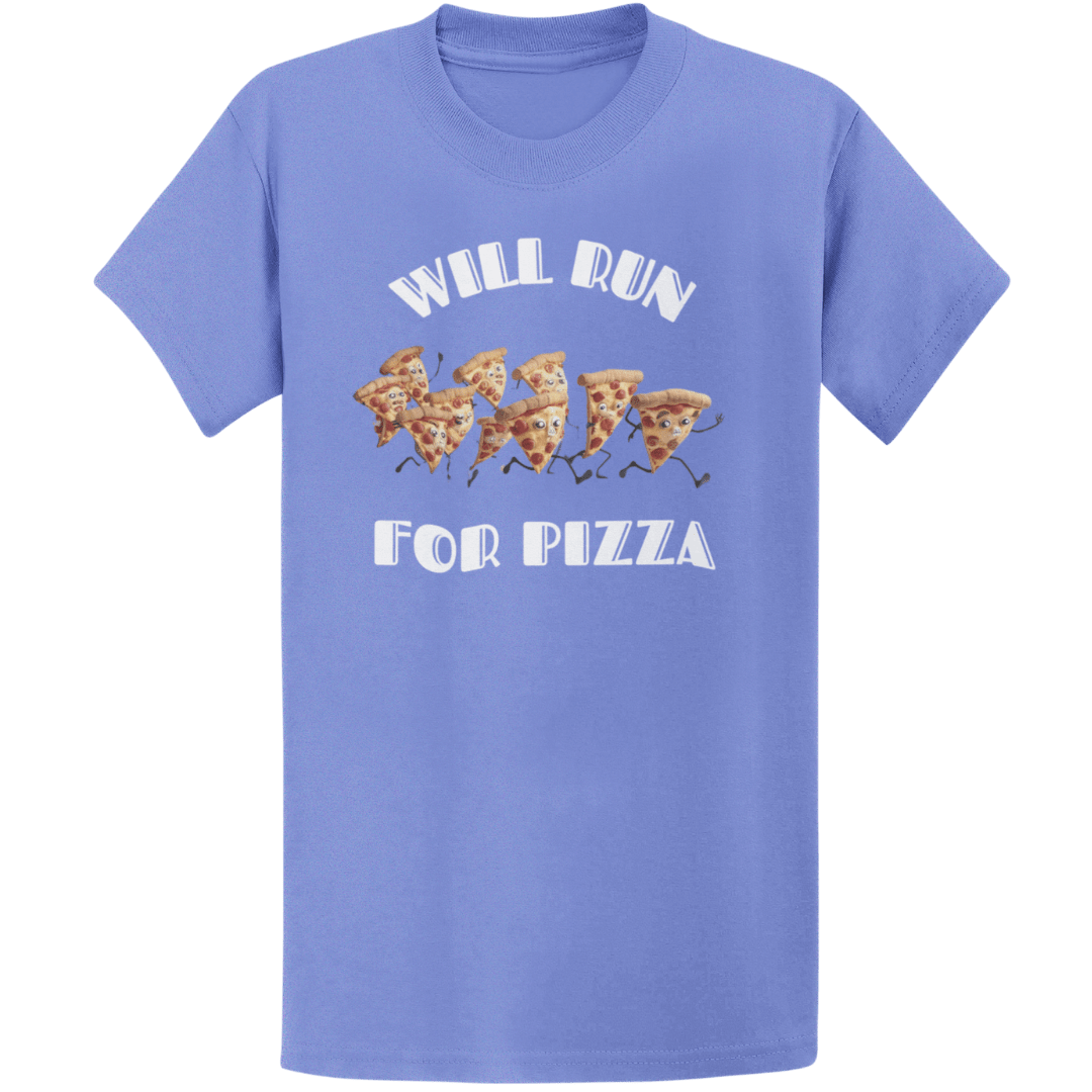 Printify T-Shirt Heather Royal / S Will Run For Pizza T-Shirt