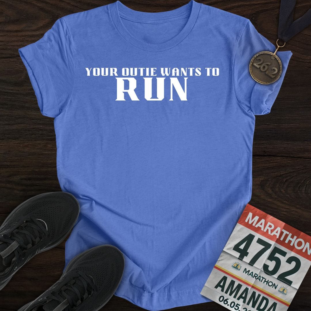 Printify T-Shirt Heather Royal / S Your Outie Wants to Run T-shirt