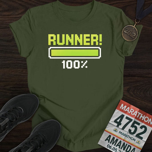 Printify T-Shirt Military Green / S 100% Runner -3- T-Shirt