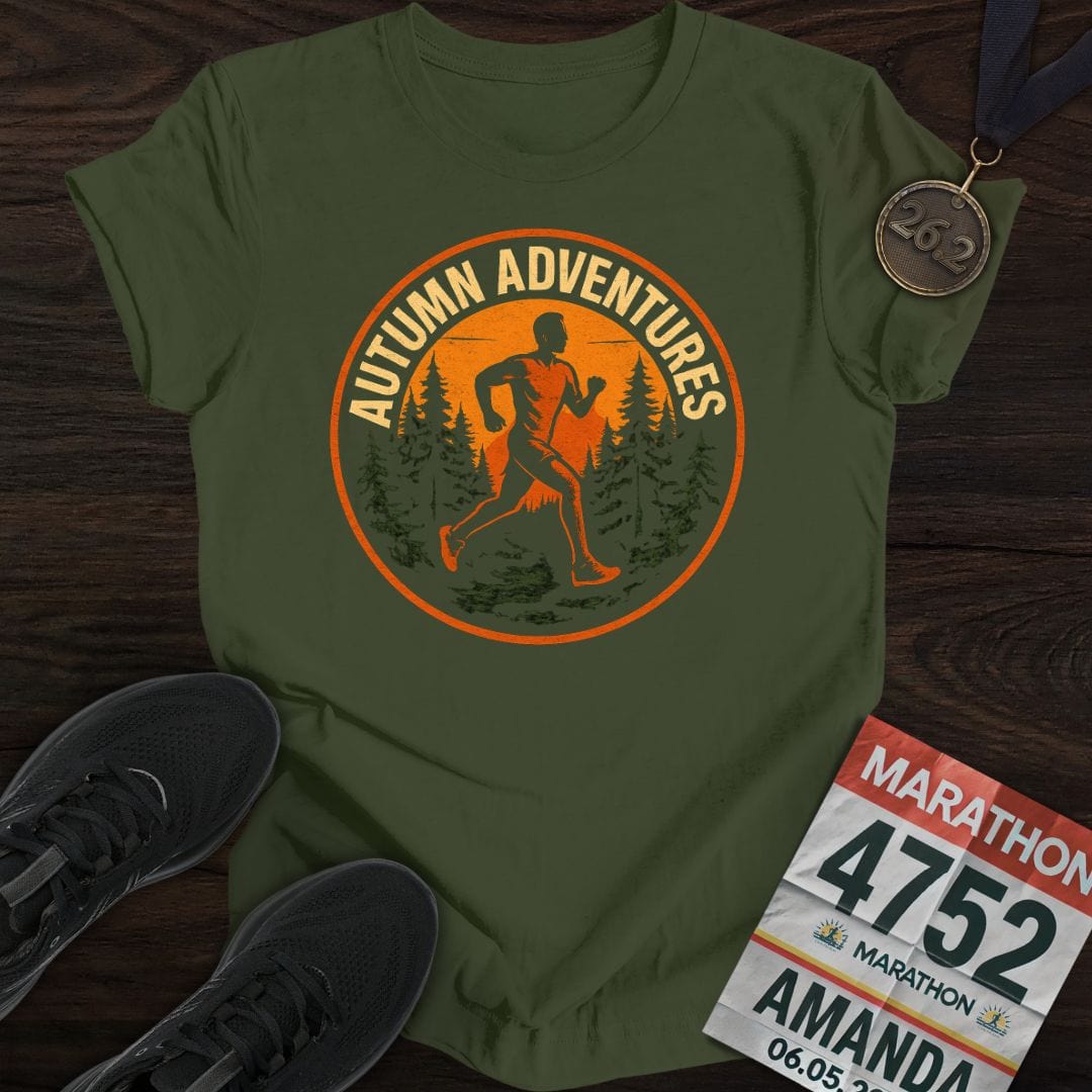 Printify T-Shirt Military Green / S Autumn Runner T-Shirt