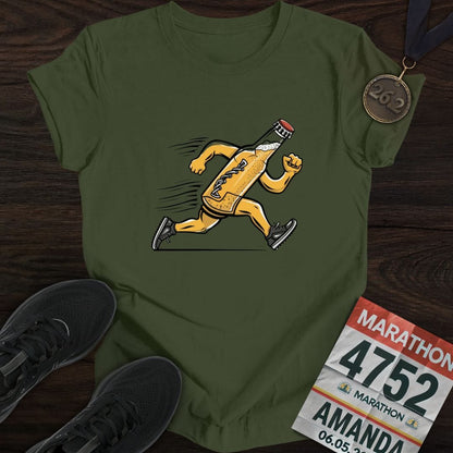 Printify T-Shirt Military Green / S Beer Bottle Runner T-Shirt