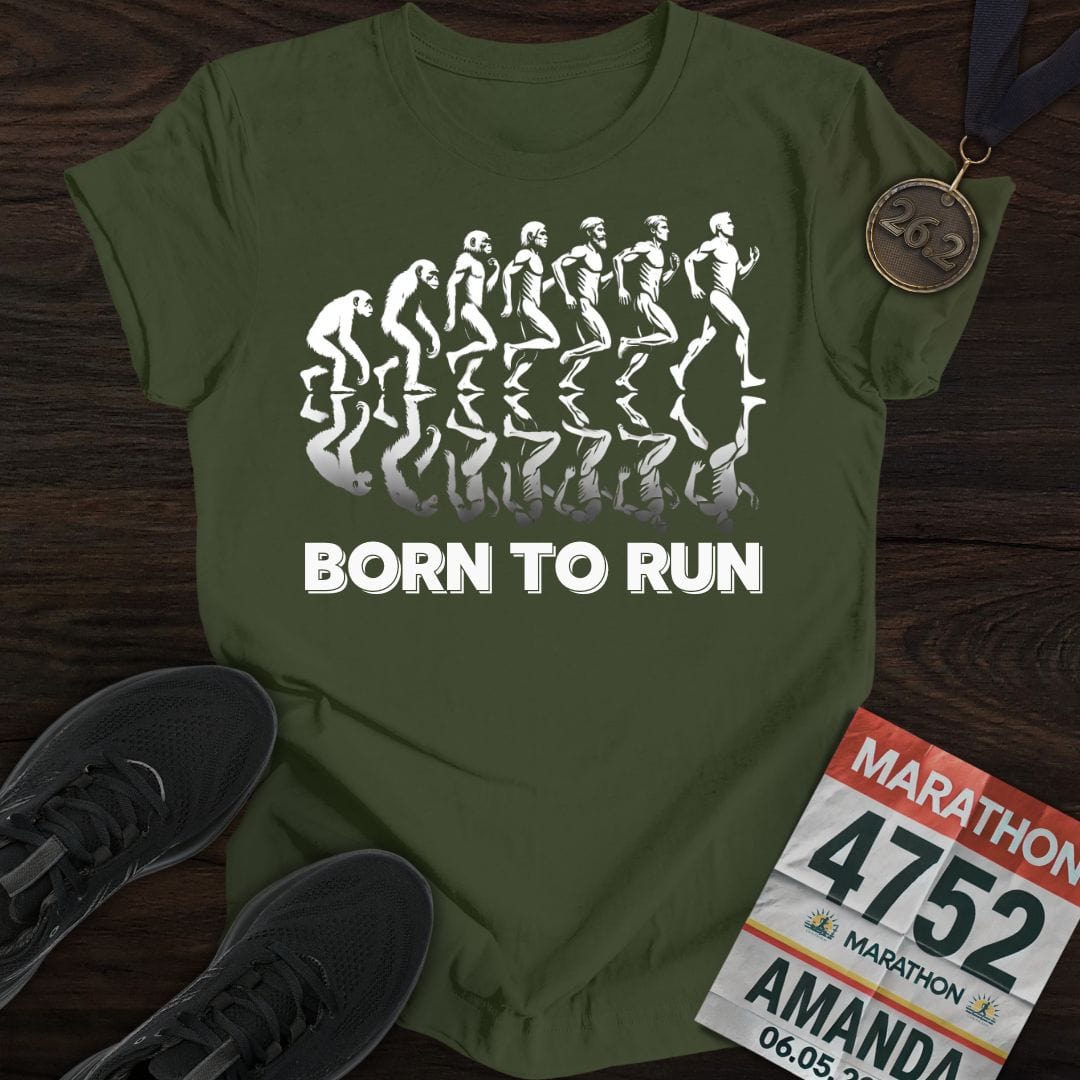 Printify T-Shirt Military Green / S Born To Run T-shirt