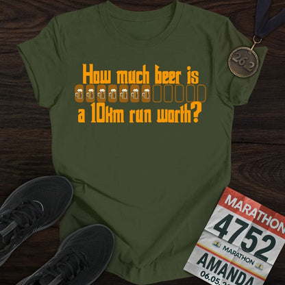 Printify T-Shirt Military Green / S Drink Beer and Run 10KM