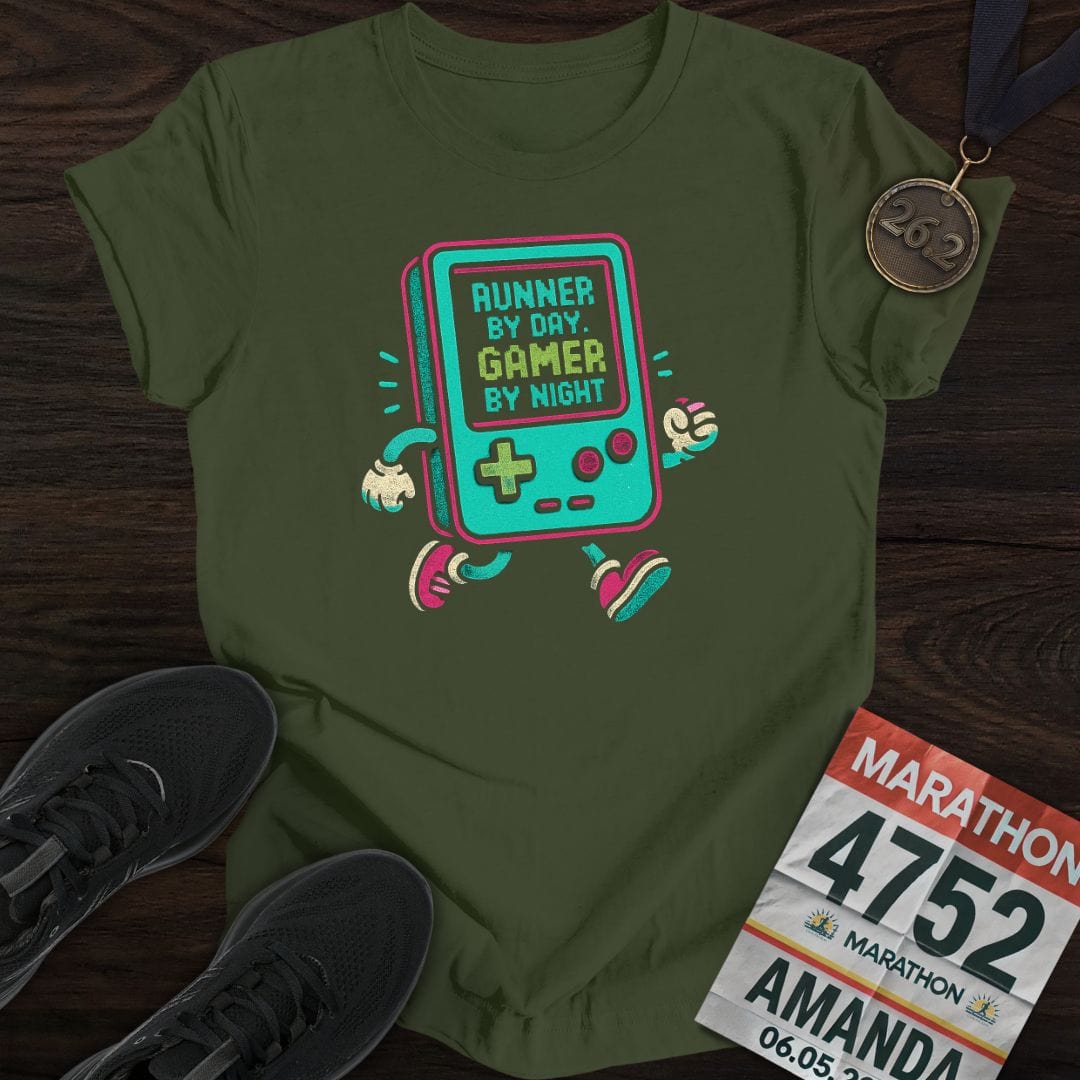 Printify T-Shirt Military Green / S Gamer and Runner T-Shirt